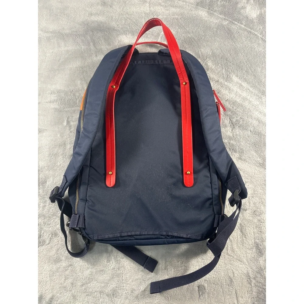 Epic Backpack Navy Blue Orange Colorblock Nylon Laptop Travel Bag Red Trim